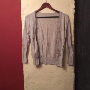 Grey Ruffle JCrew Cardigan